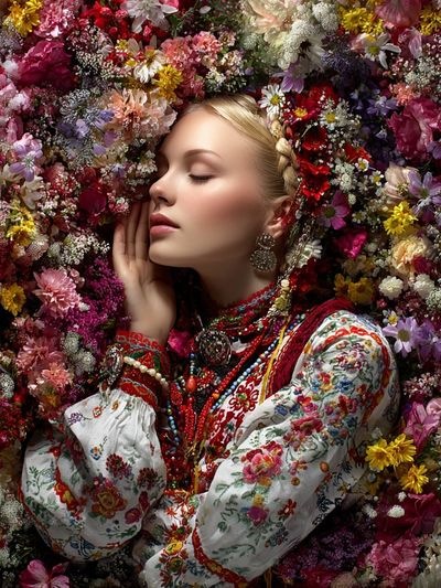 Floral Portrait Bohemian Print. poster print