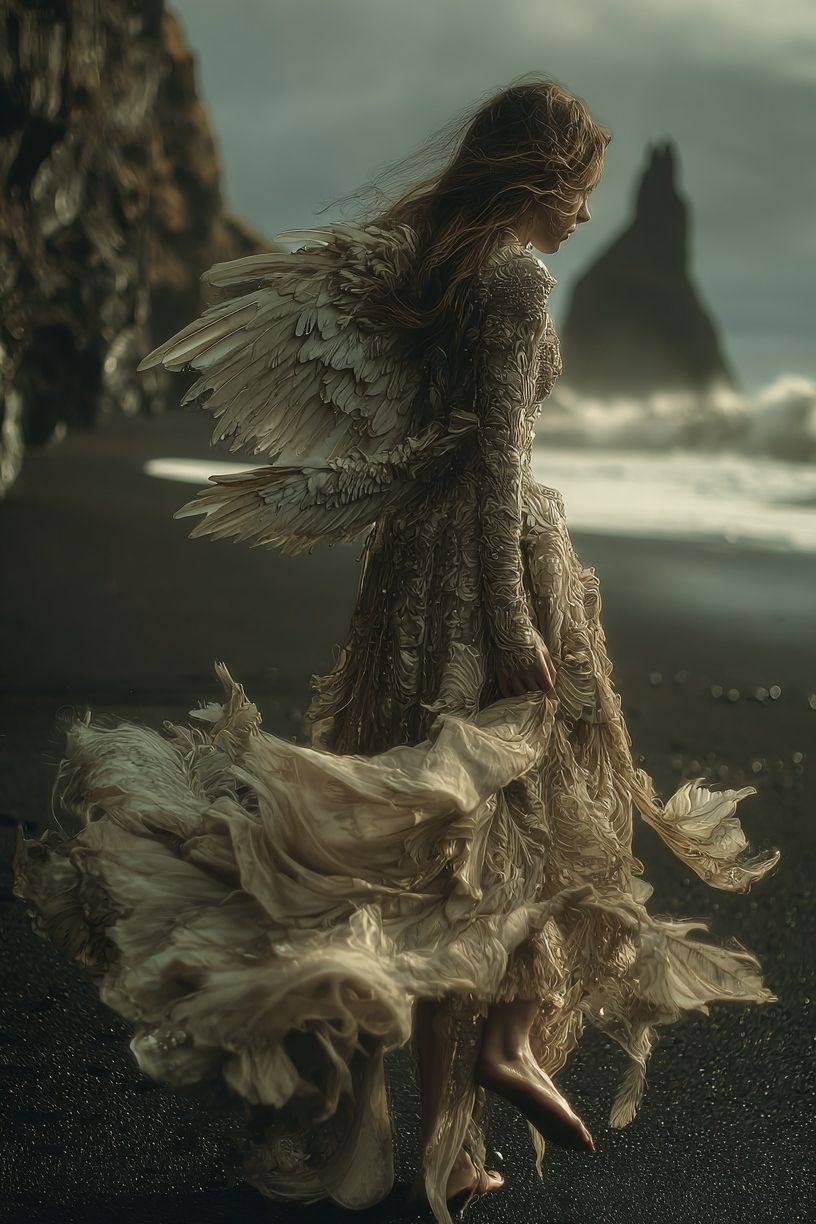 Angel in Flowing Dress — Fine Art Print. poster — fine-art art