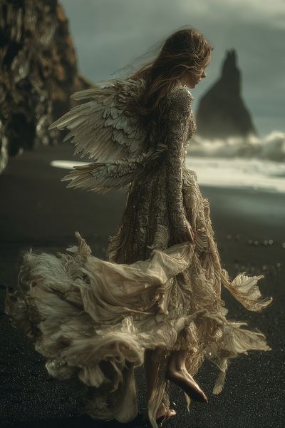 Angel in Flowing Dress — Fine Art Print. poster