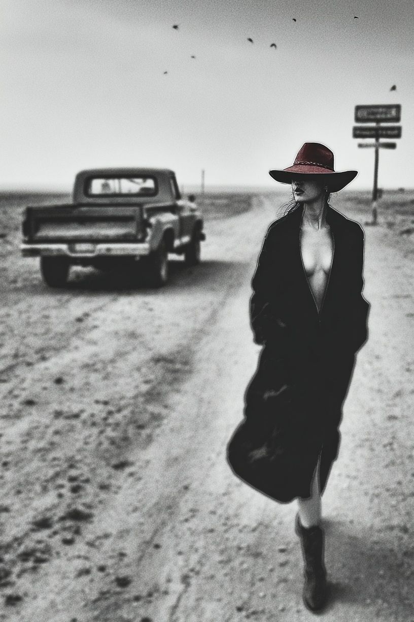Mysterious Woman in Black — Fine Art Print. poster detail