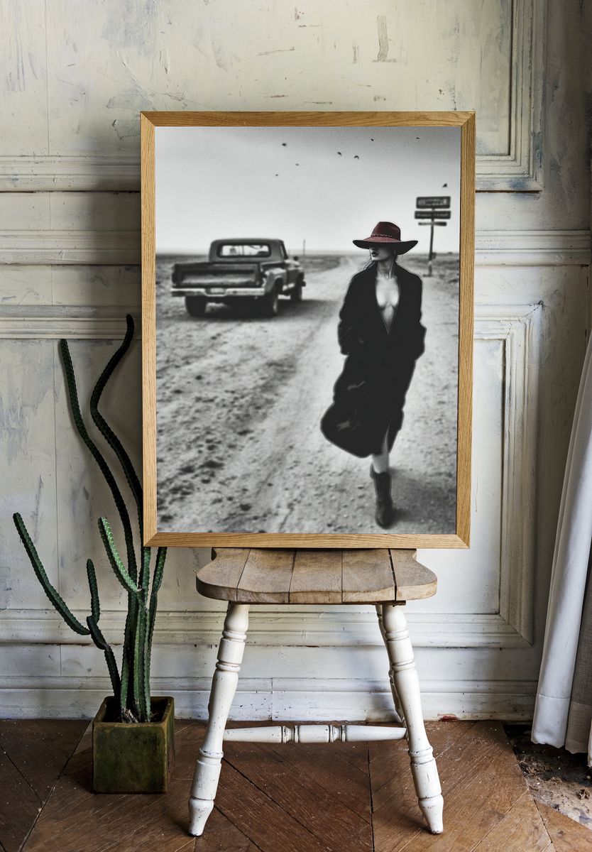 Mysterious Woman in Black — Fine Art Print. — room view 1