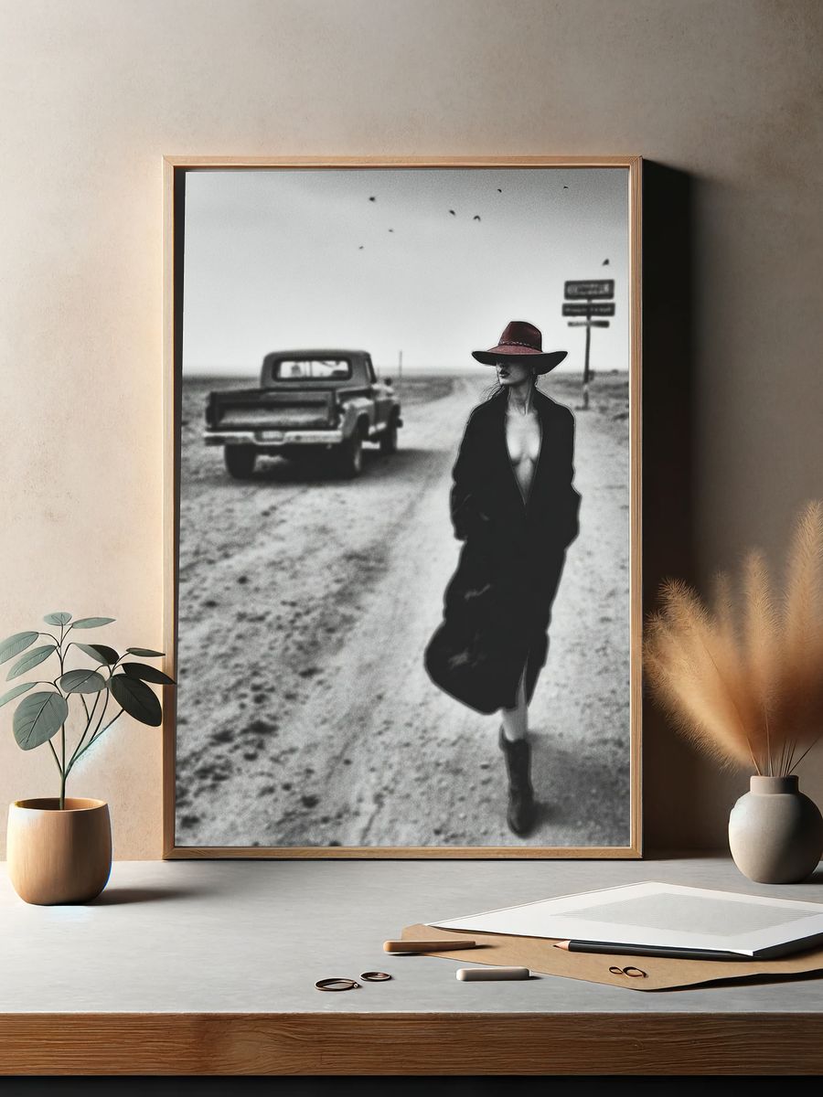 Mysterious Woman in Black — Fine Art Print. — room view 2