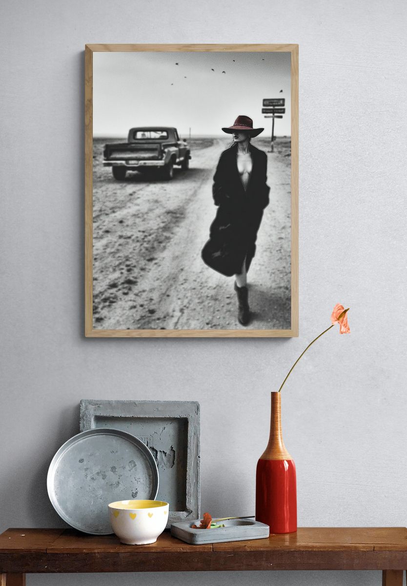 Mysterious Woman in Black — Fine Art Print. — room view 3