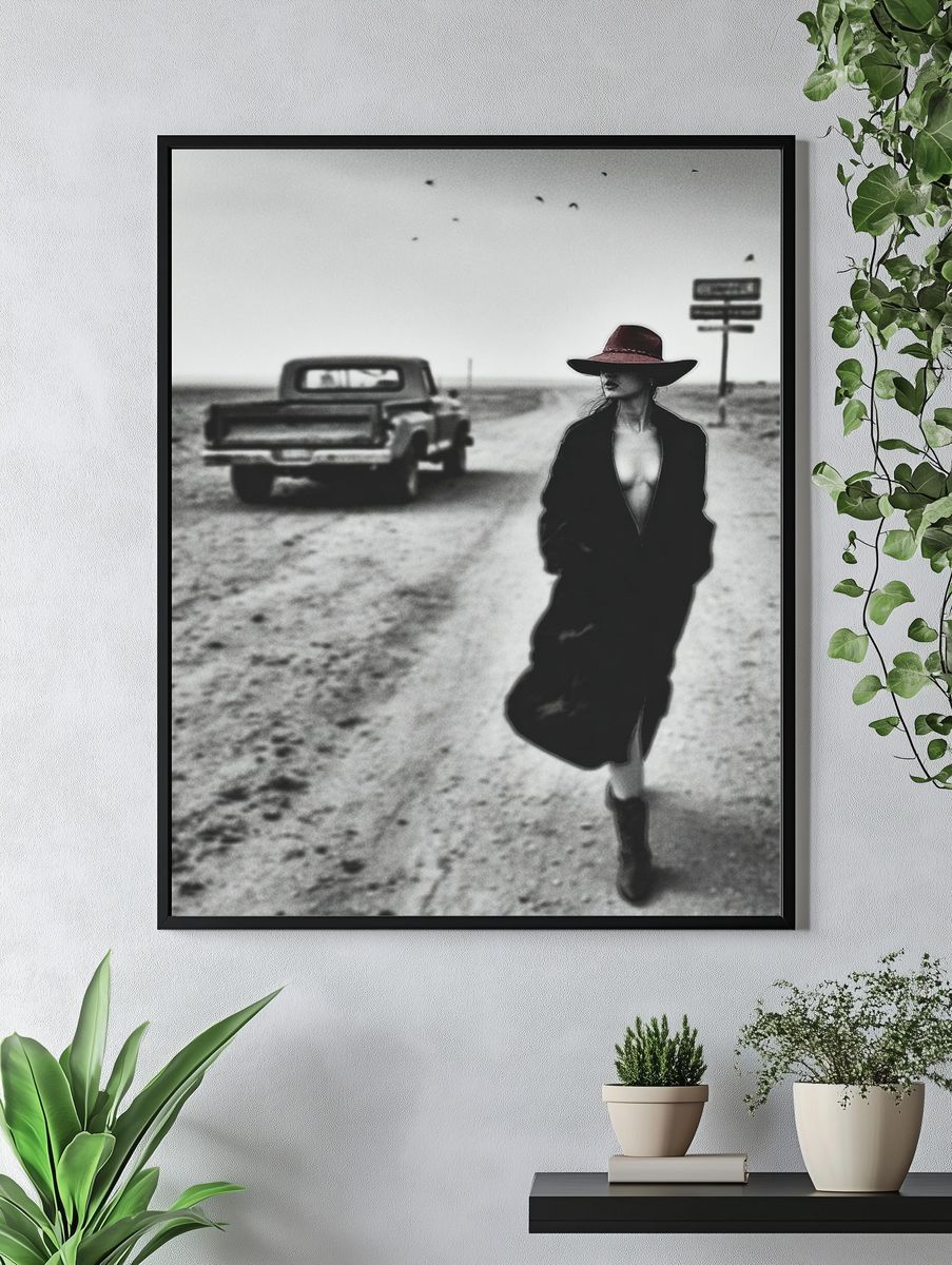 Mysterious Woman in Black — Fine Art Print. — room view 4