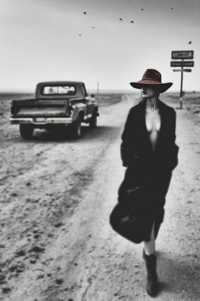 Mysterious Woman in Black — Fine Art Print. poster