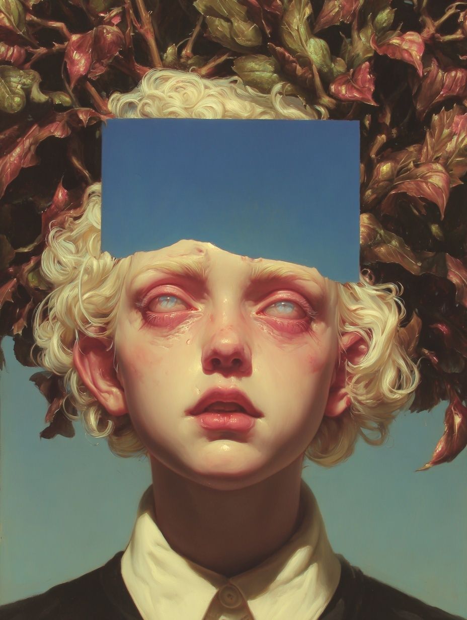 Surreal Portrait with Nature Elements — Art Print. poster detail