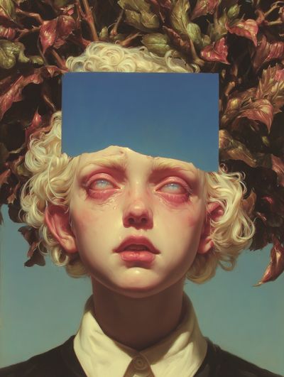 Surreal Portrait with Nature Elements — Art Print. poster