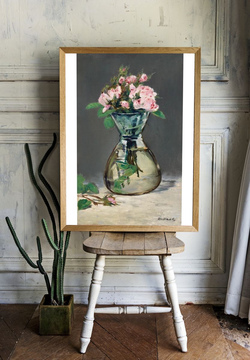 Moss Roses Vase (1882) painting. — room view 1