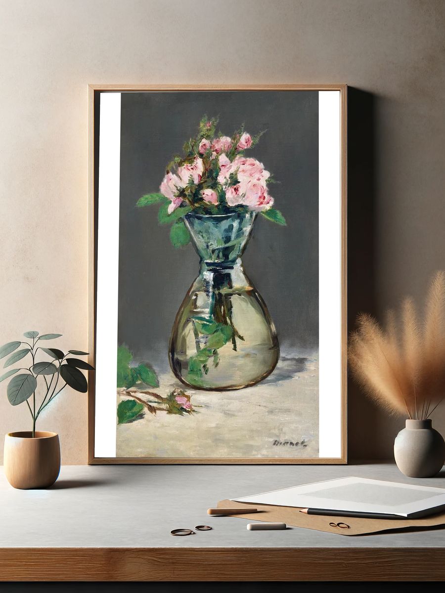 Moss Roses Vase (1882) painting. — room view 2