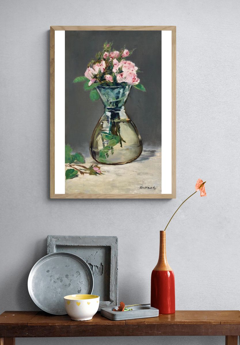 Moss Roses Vase (1882) painting. — room view 3
