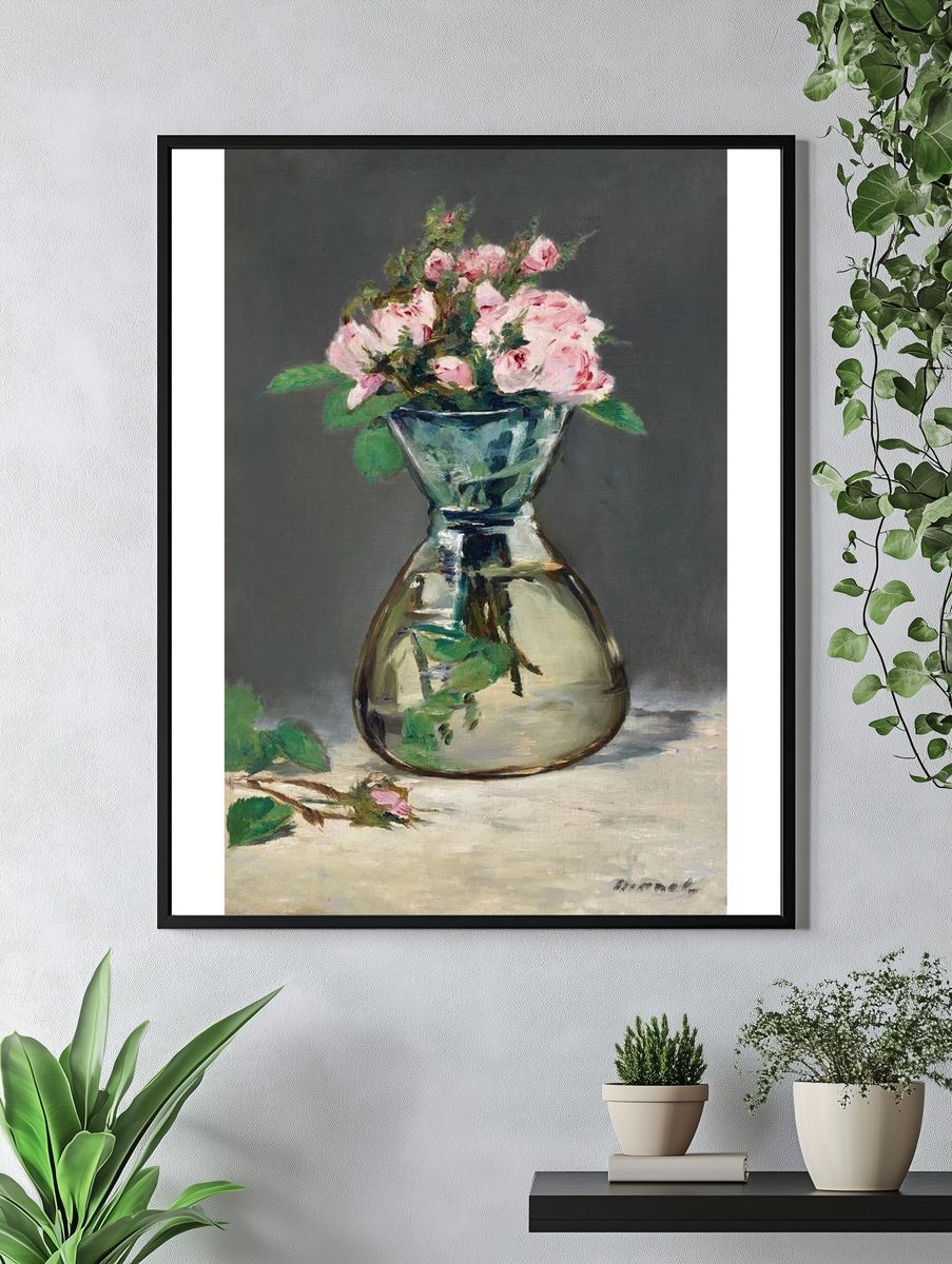Moss Roses Vase (1882) painting. — room view 4