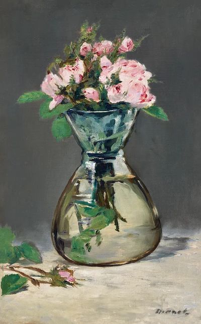 Moss Roses Vase (1882) painting. poster