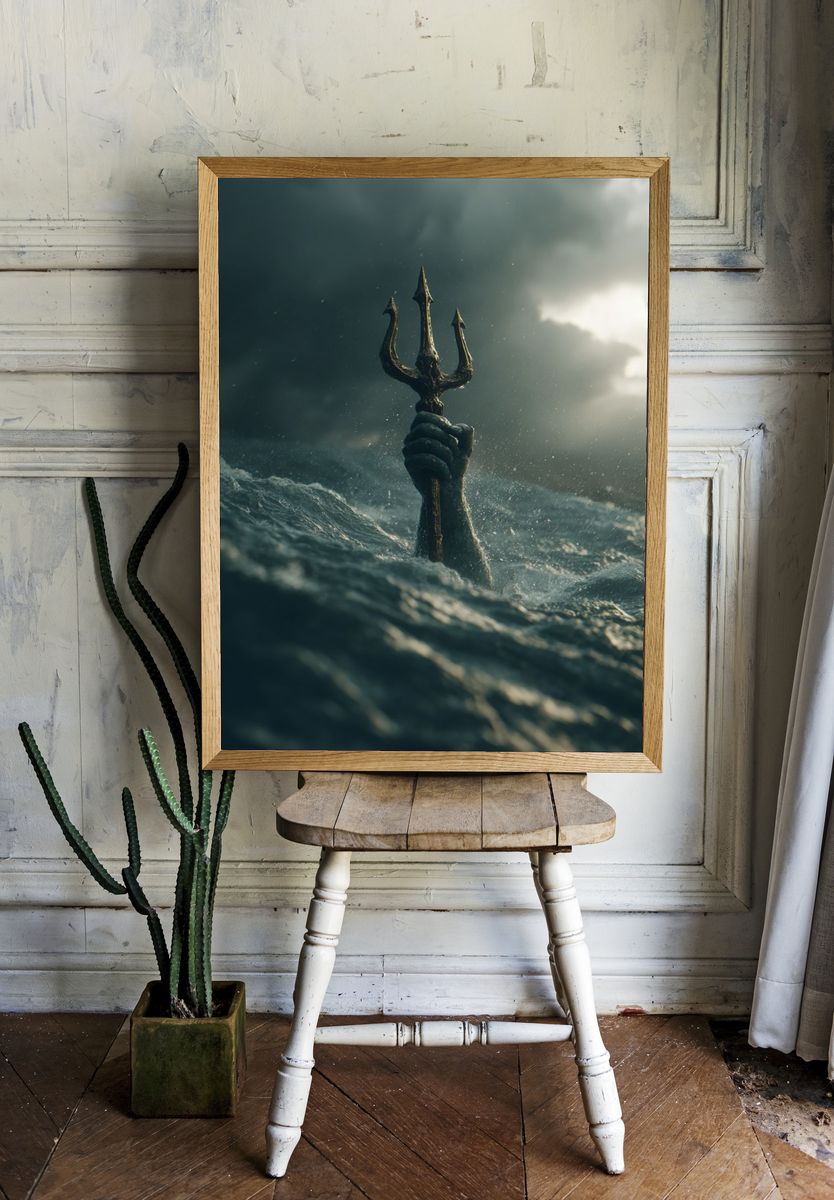 Trident in Stormy Waters — Fine Art Print. — room view 1