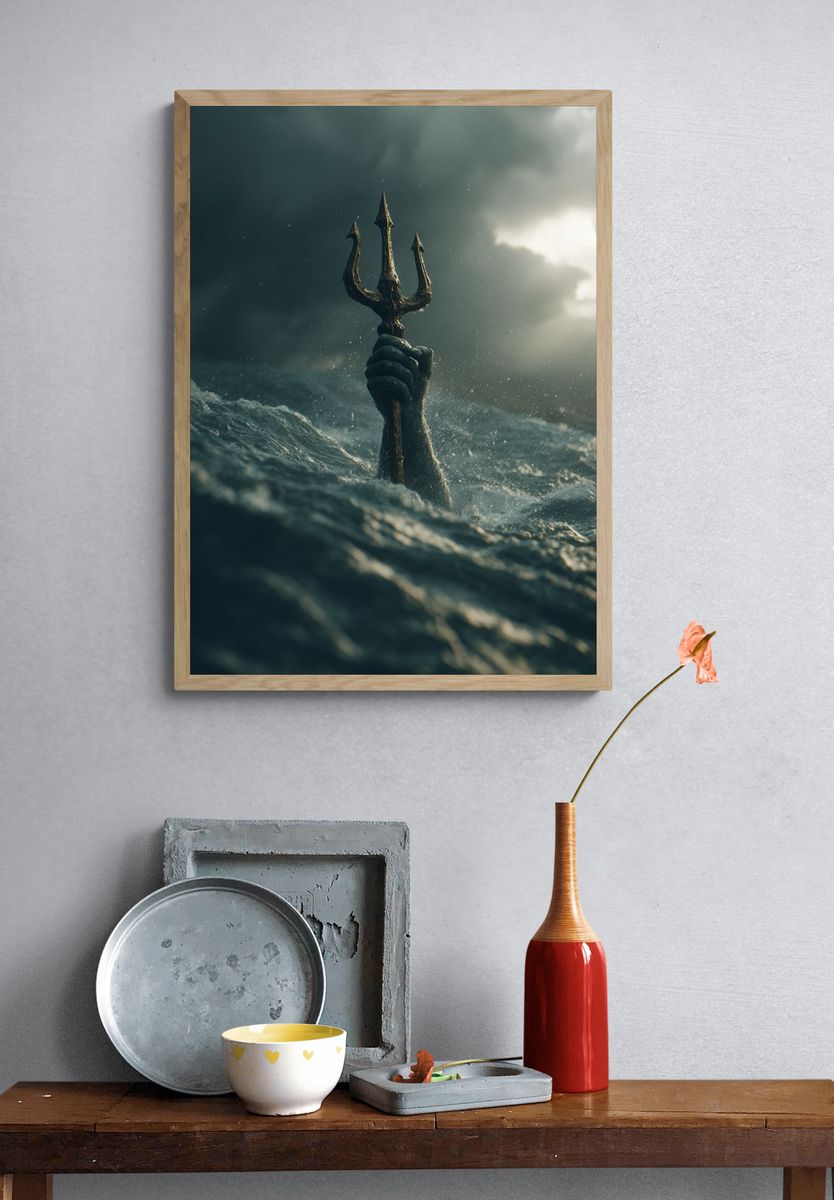 Trident in Stormy Waters — Fine Art Print. — room view 3