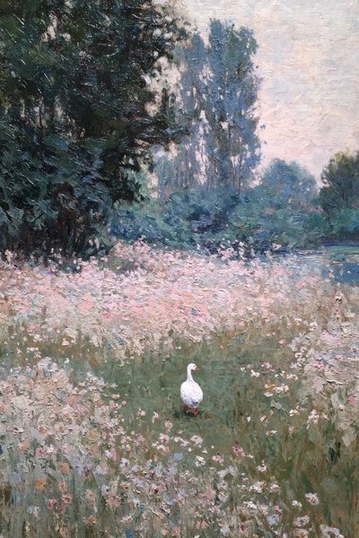White Goose in a Flower Field — Fine Art Print. poster print