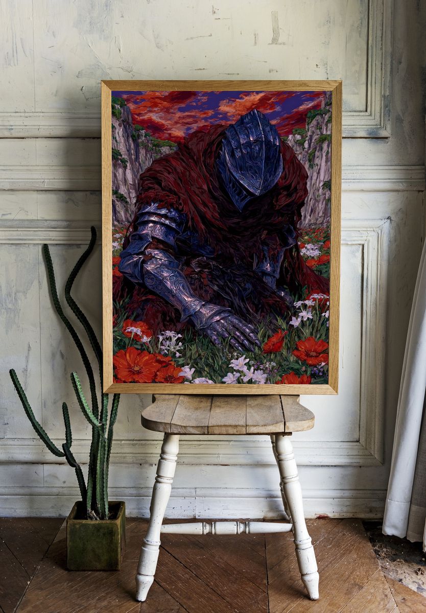 Knight in Bloom — Fantasy Art Print. — room view 1