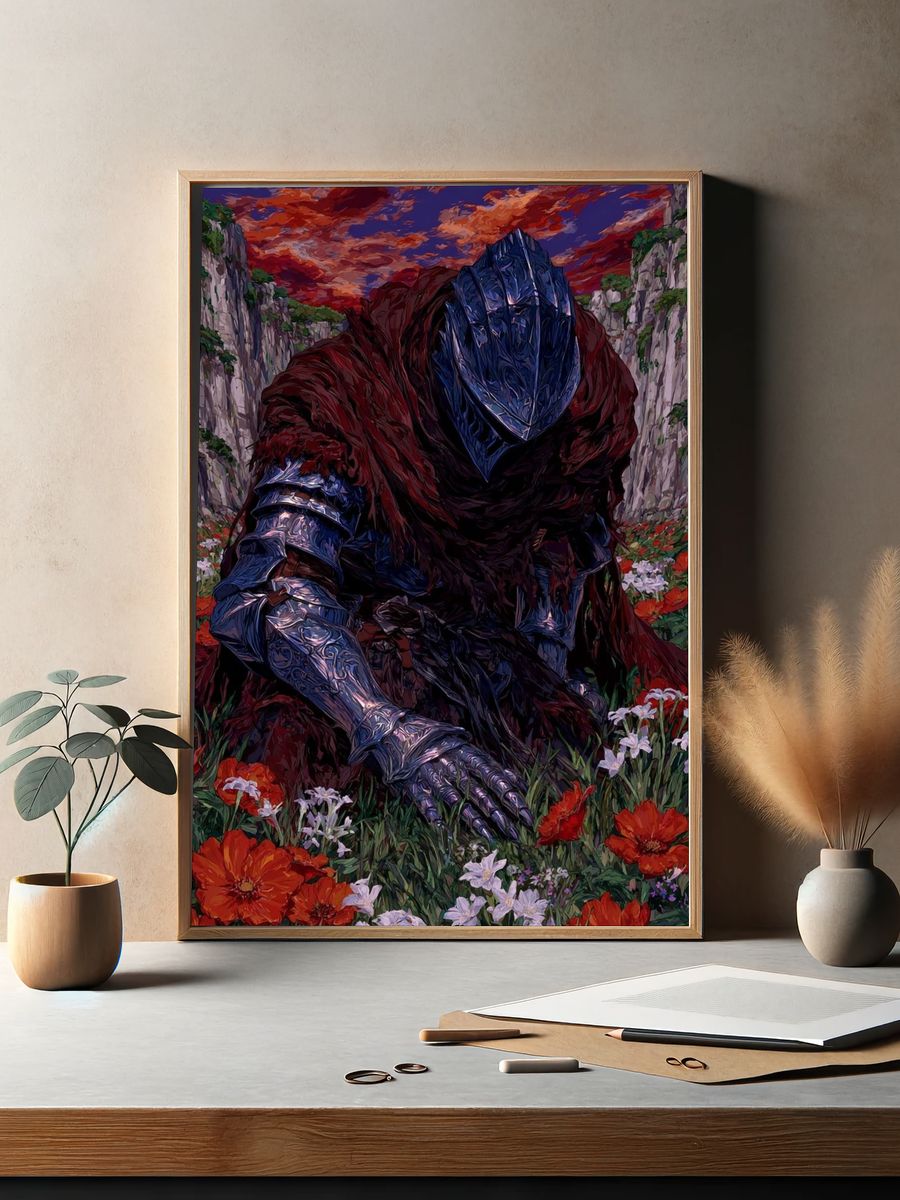 Knight in Bloom — Fantasy Art Print. — room view 2