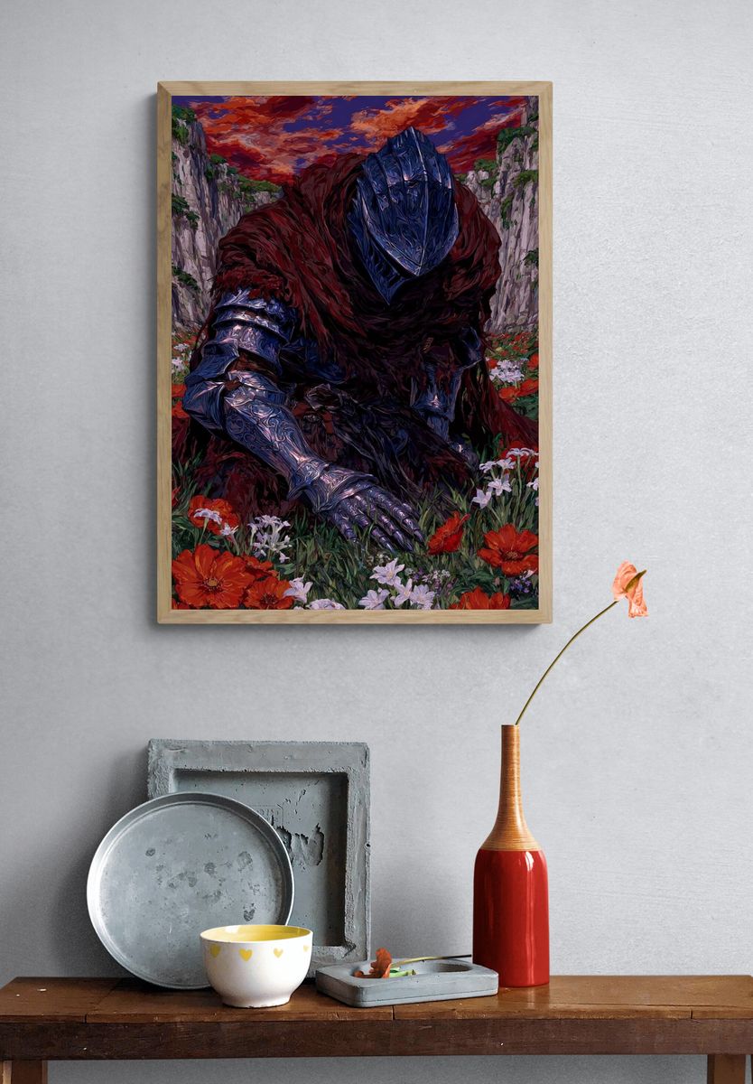 Knight in Bloom — Fantasy Art Print. — room view 3
