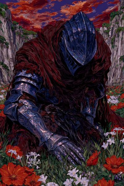 Knight in Bloom — Fantasy Art Print. poster print