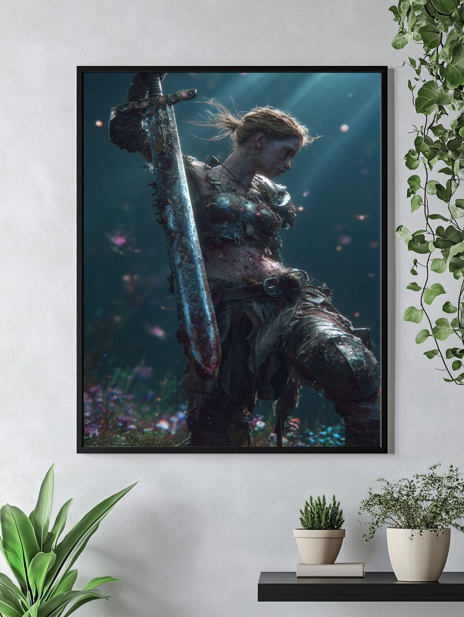 Warrior with Sword — Fantasy Art Print. — room view 4