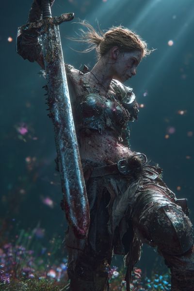 Warrior with Sword — Fantasy Art Print. poster print