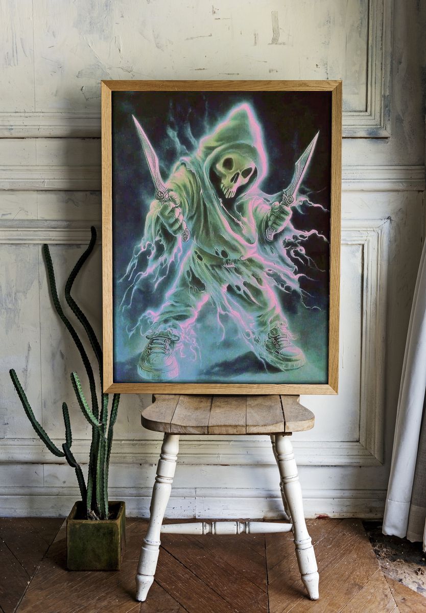 Ghostly Grim Reaper — Fantasy Art Print. — room view 1