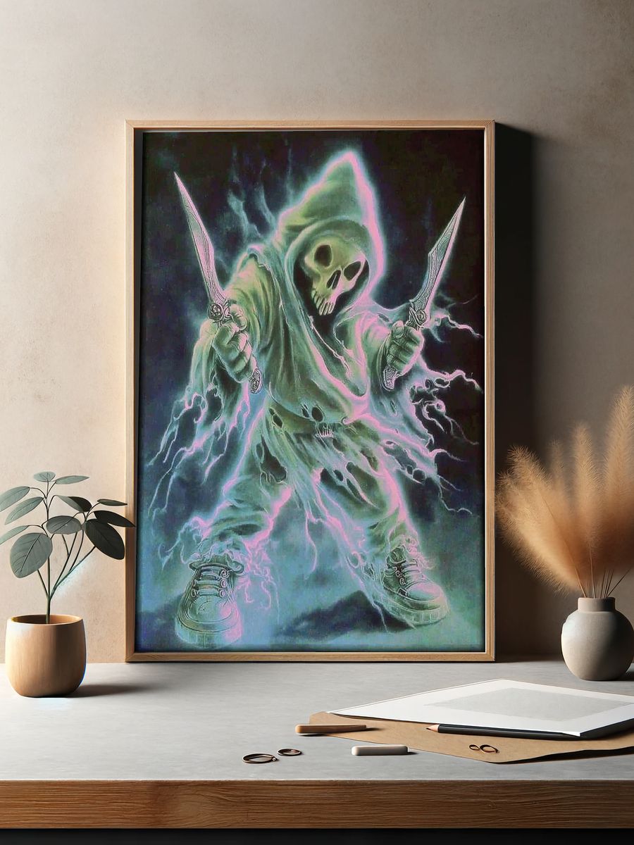 Ghostly Grim Reaper — Fantasy Art Print. — room view 2
