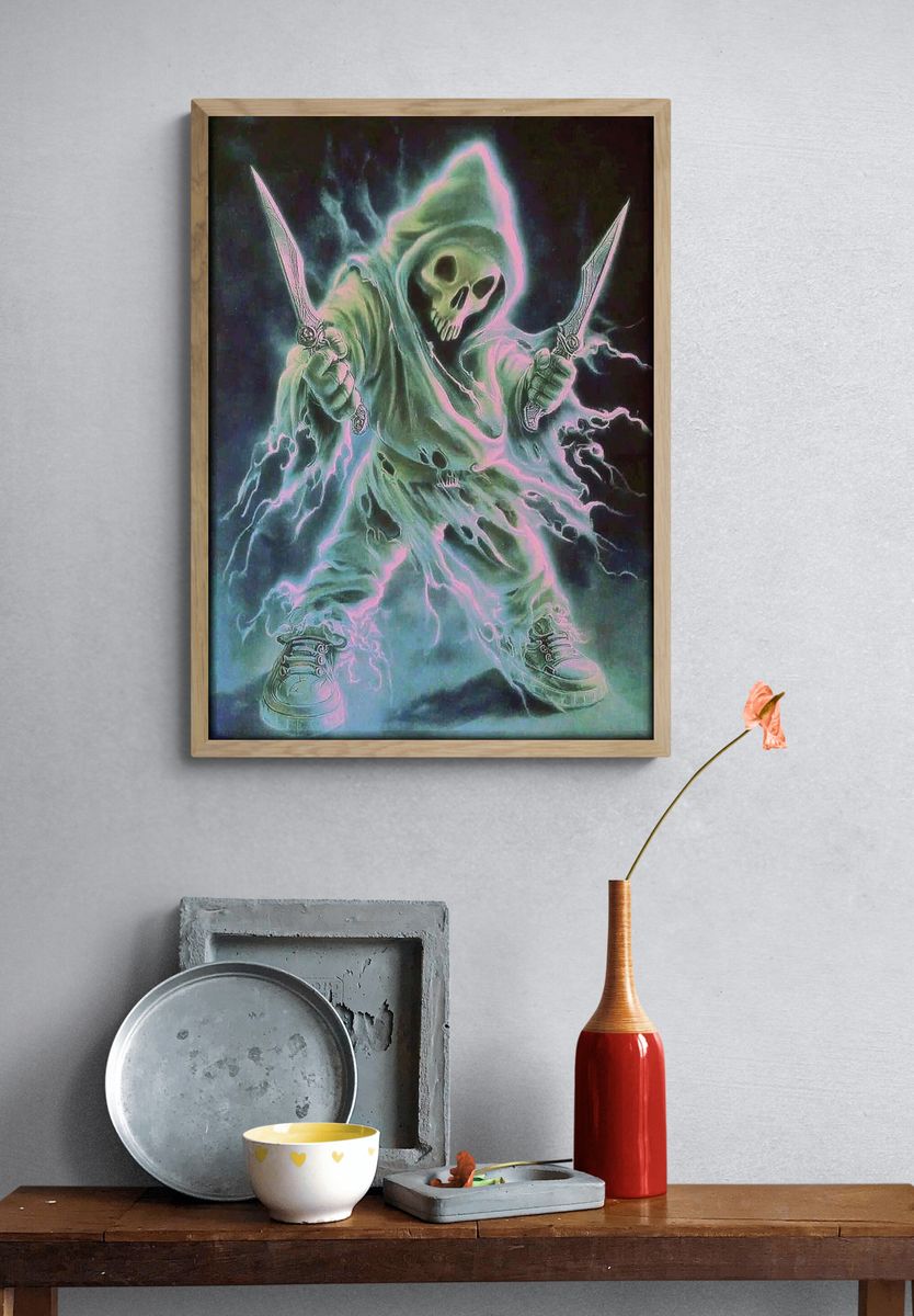 Ghostly Grim Reaper — Fantasy Art Print. — room view 3