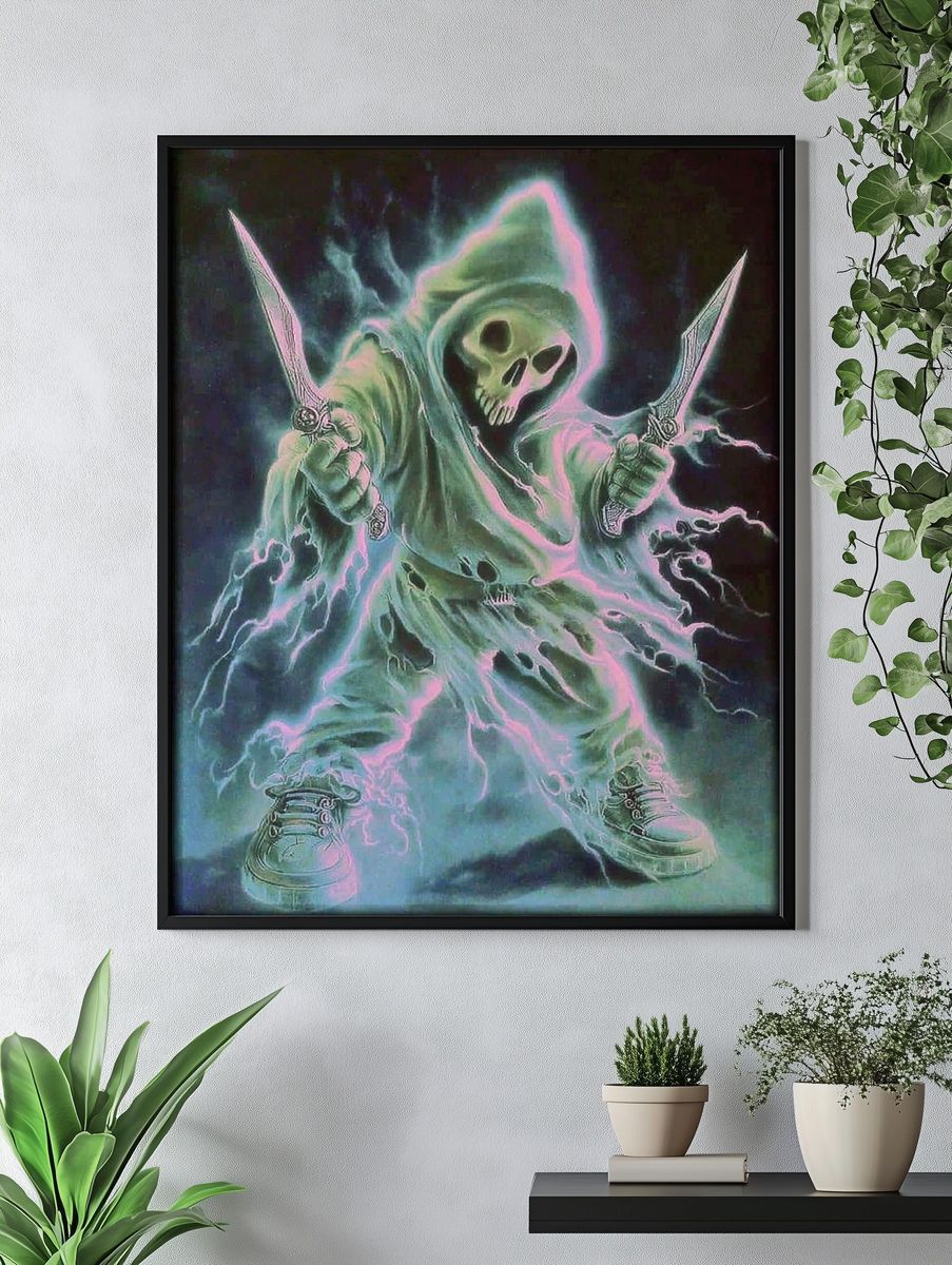 Ghostly Grim Reaper — Fantasy Art Print. — room view 4