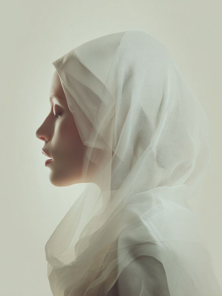 Serene Woman in Veil — Fine Art Print. poster detail