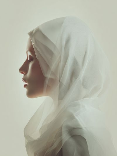 Serene Woman in Veil — Fine Art Print. poster