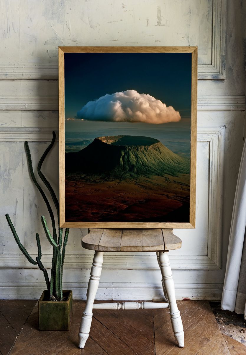 Majestic Volcano with Cloud — Fine Art Print. — room view 1