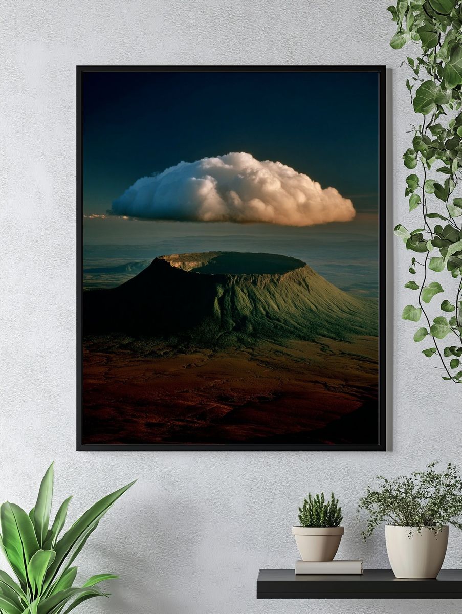 Majestic Volcano with Cloud — Fine Art Print. — room view 4