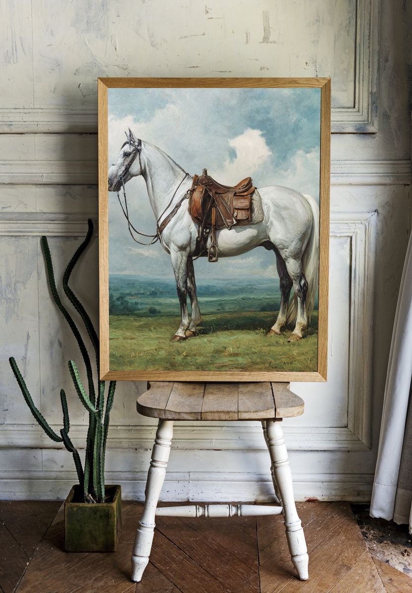 Majestic White Horse — Fine Art Print. — room view 1
