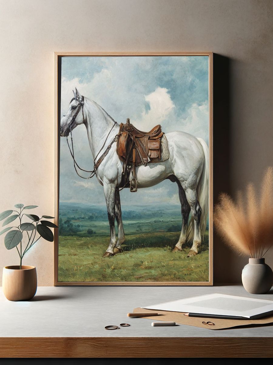 Majestic White Horse — Fine Art Print. — room view 2