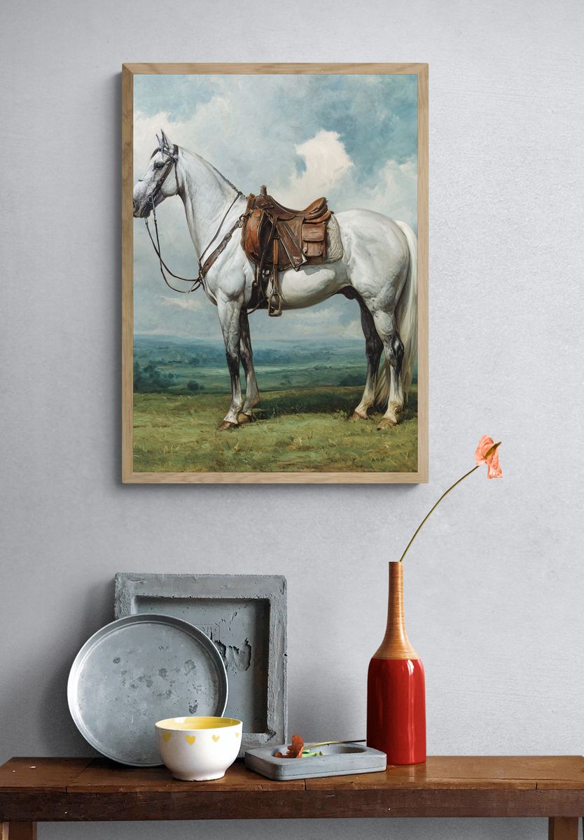 Majestic White Horse — Fine Art Print. — room view 3