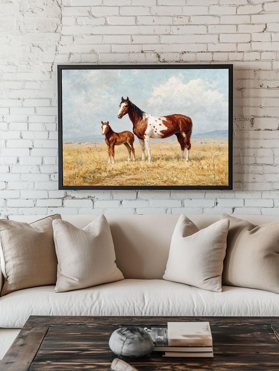 Painted Horses in Meadow Poster. — room view 1