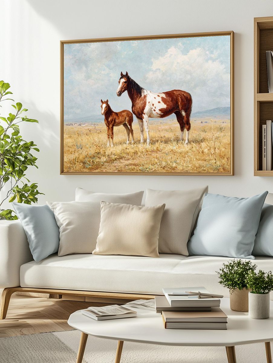 Painted Horses in Meadow Poster. — room view 2