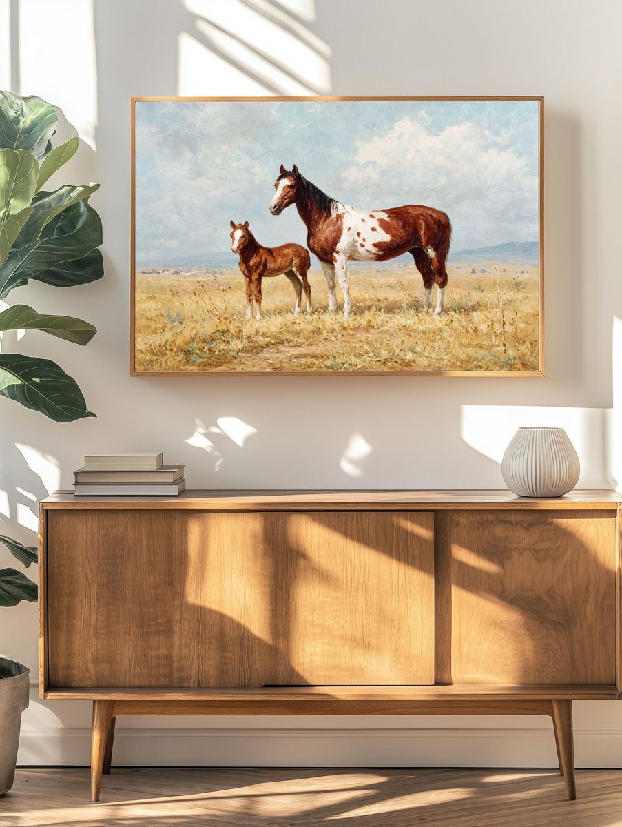 Painted Horses in Meadow Poster. — room view 3
