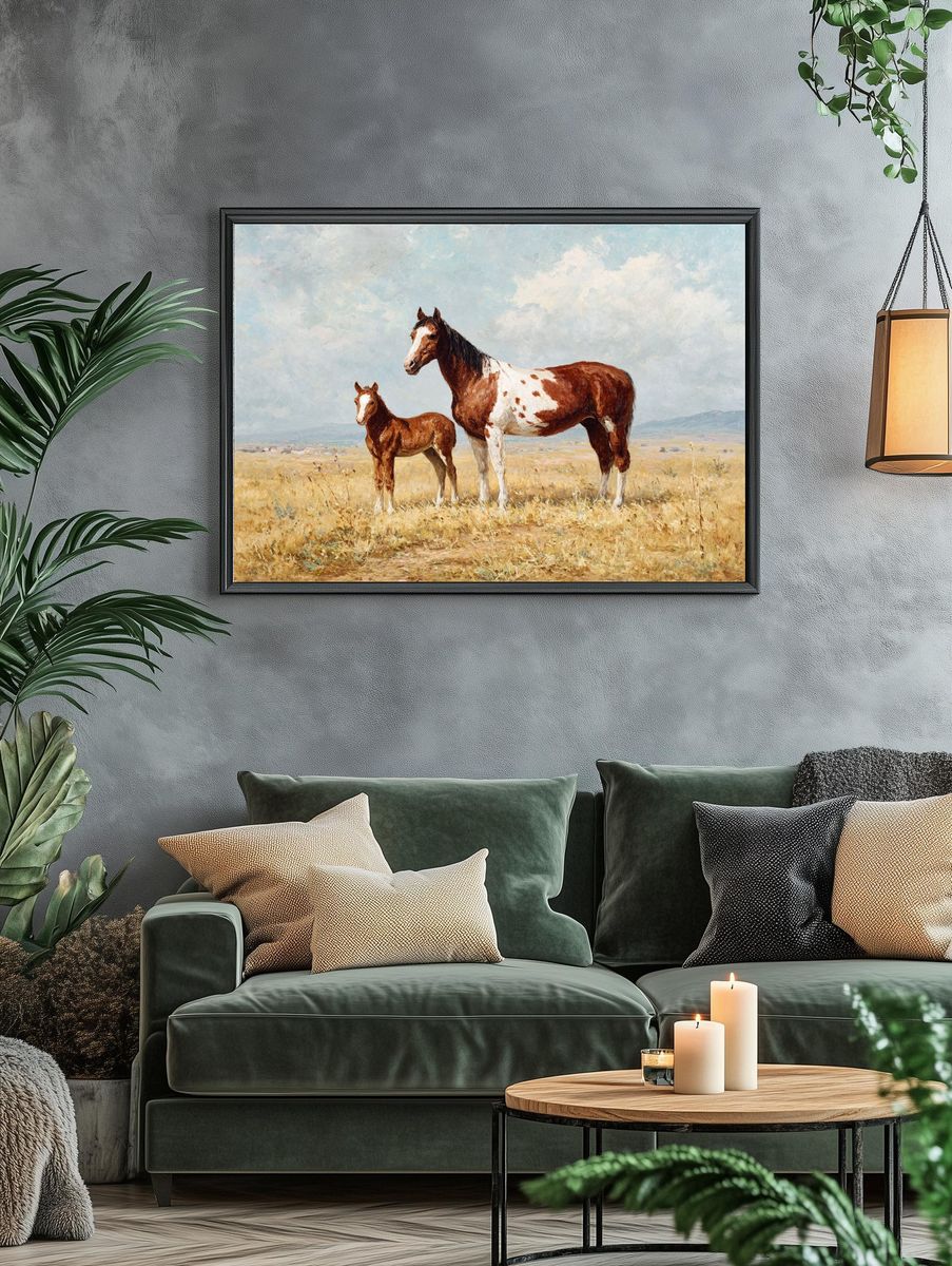 Painted Horses in Meadow Poster. — room view 4