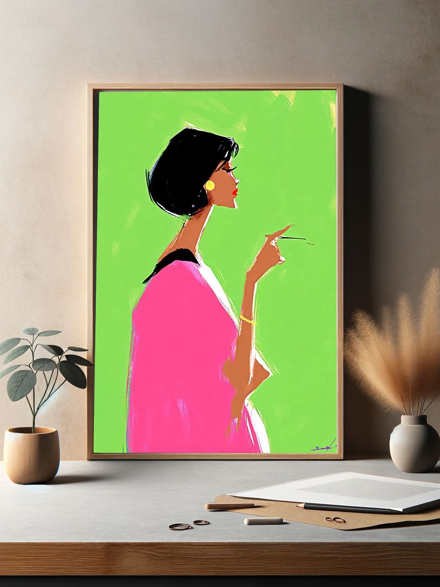 Pop Art Woman Profile Poster. — room view 2