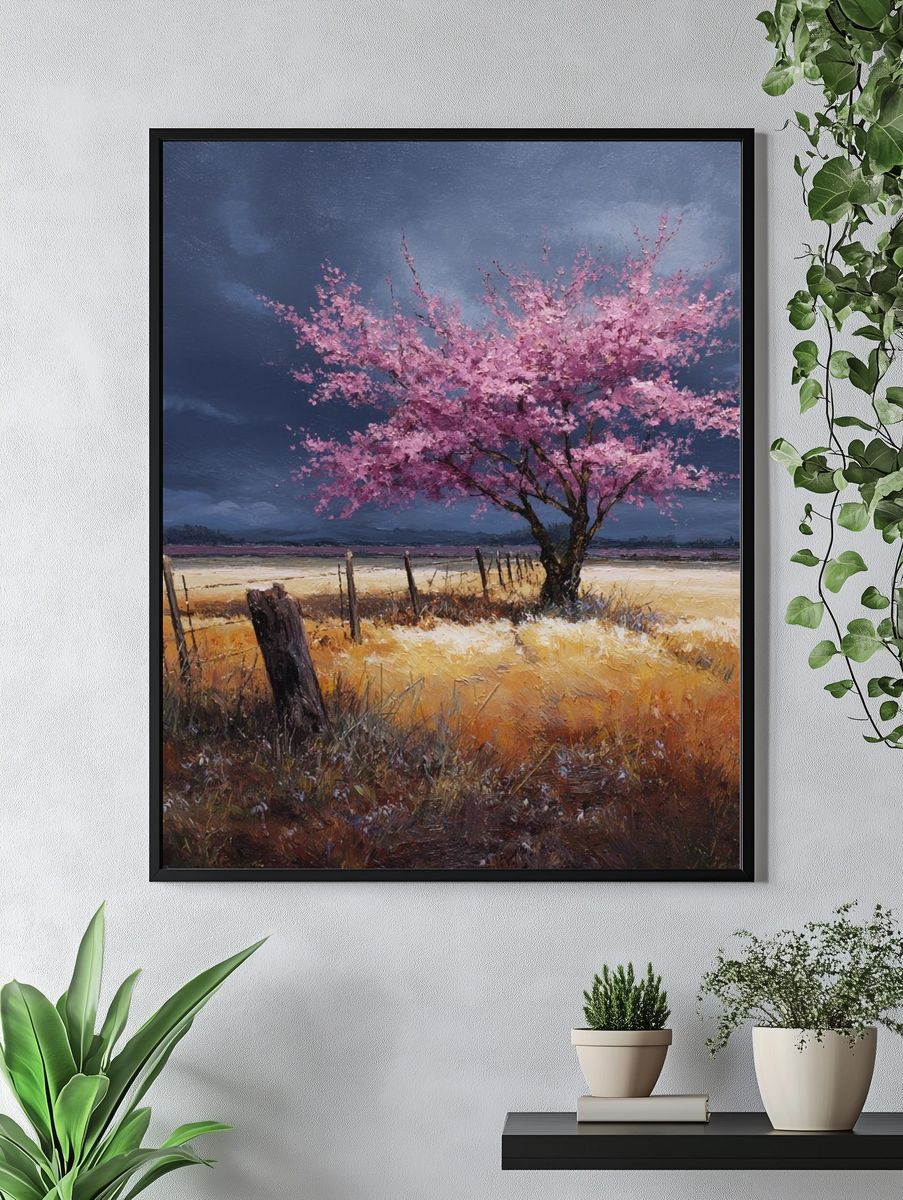 Blossoming Tree in Field — Fine Art Print. — room view 4