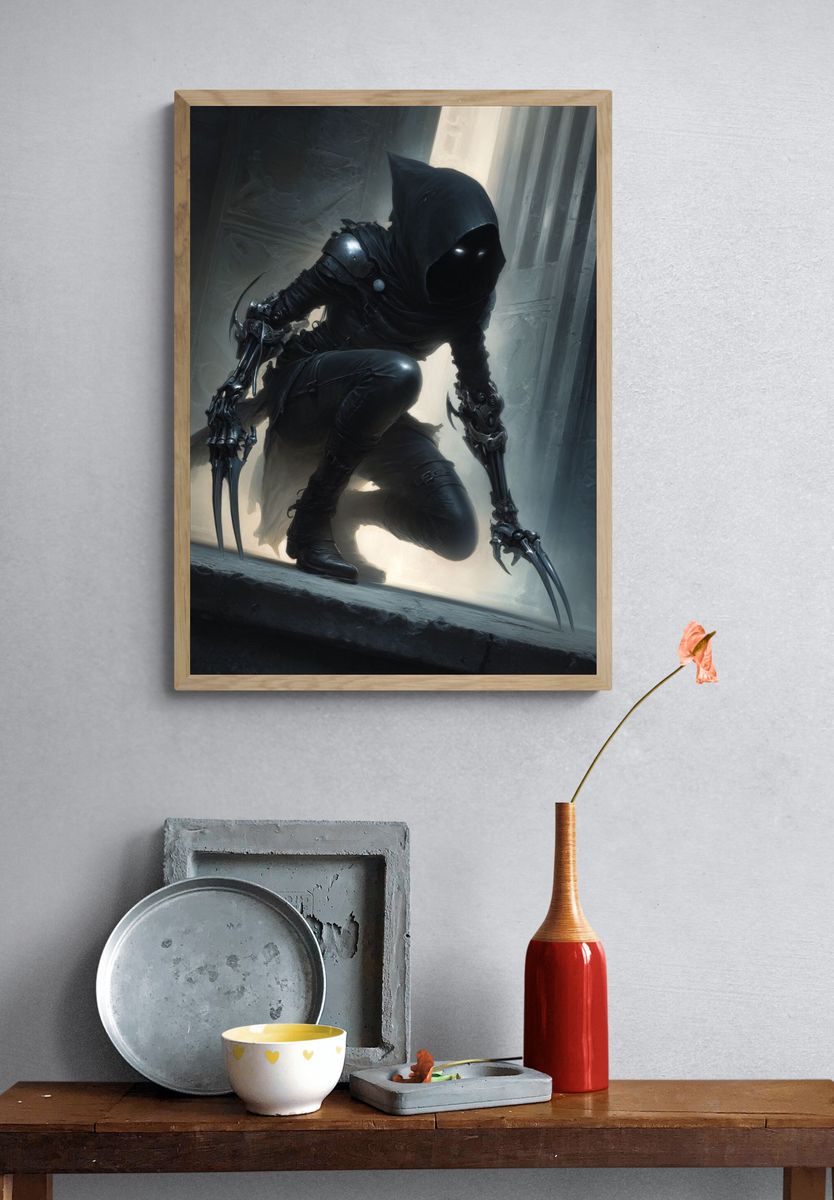 Mysterious Assassin — Fantasy Art Print. — room view 3