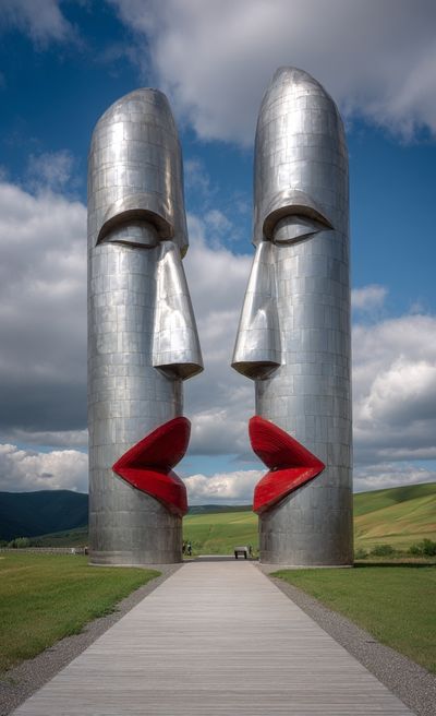 Kissing Faces Sculpture — Fine Art Print. poster print