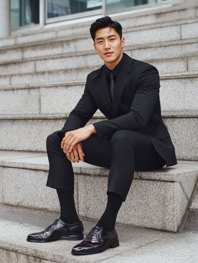 Elegant Black Suit Portrait Print. poster print