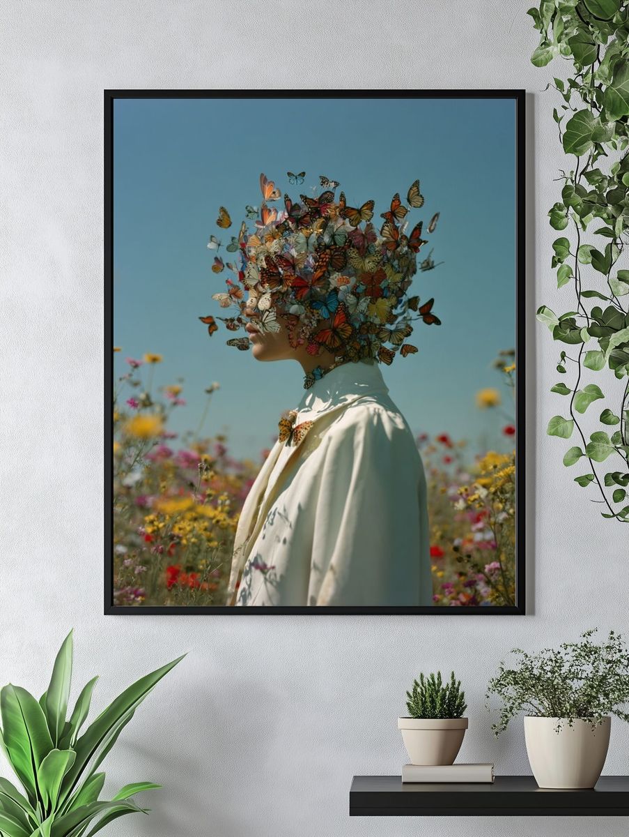 Butterfly Bloom Portrait Print. — room view 4