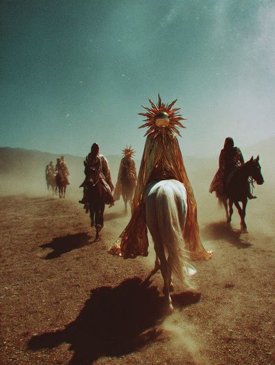 Mystical Riders in Desert — Fine Art Print. poster print