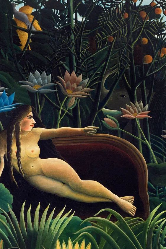 Nude Woman in Tropical Garden — Fine Art Print. poster detail