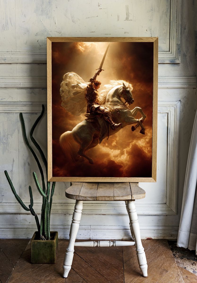 Heroic Knight on Horse — Fantasy Print. — room view 1