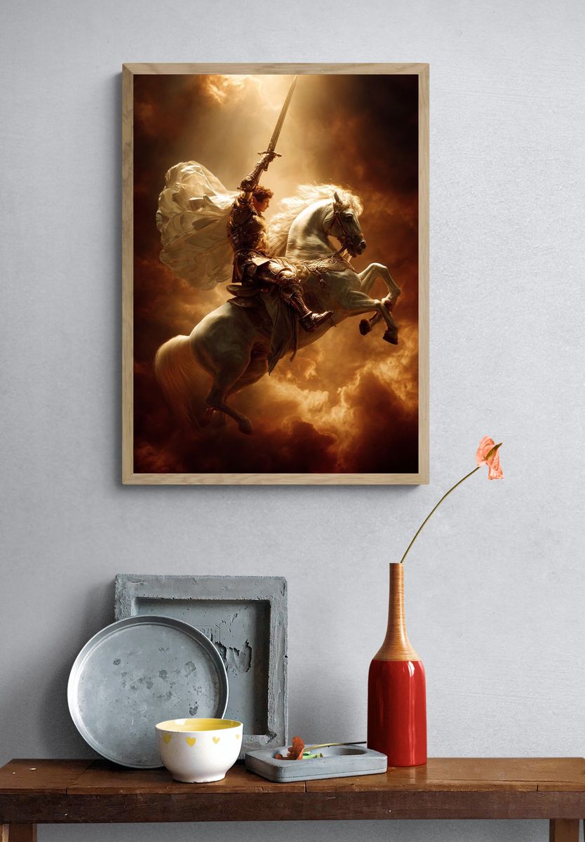 Heroic Knight on Horse — Fantasy Print. — room view 3